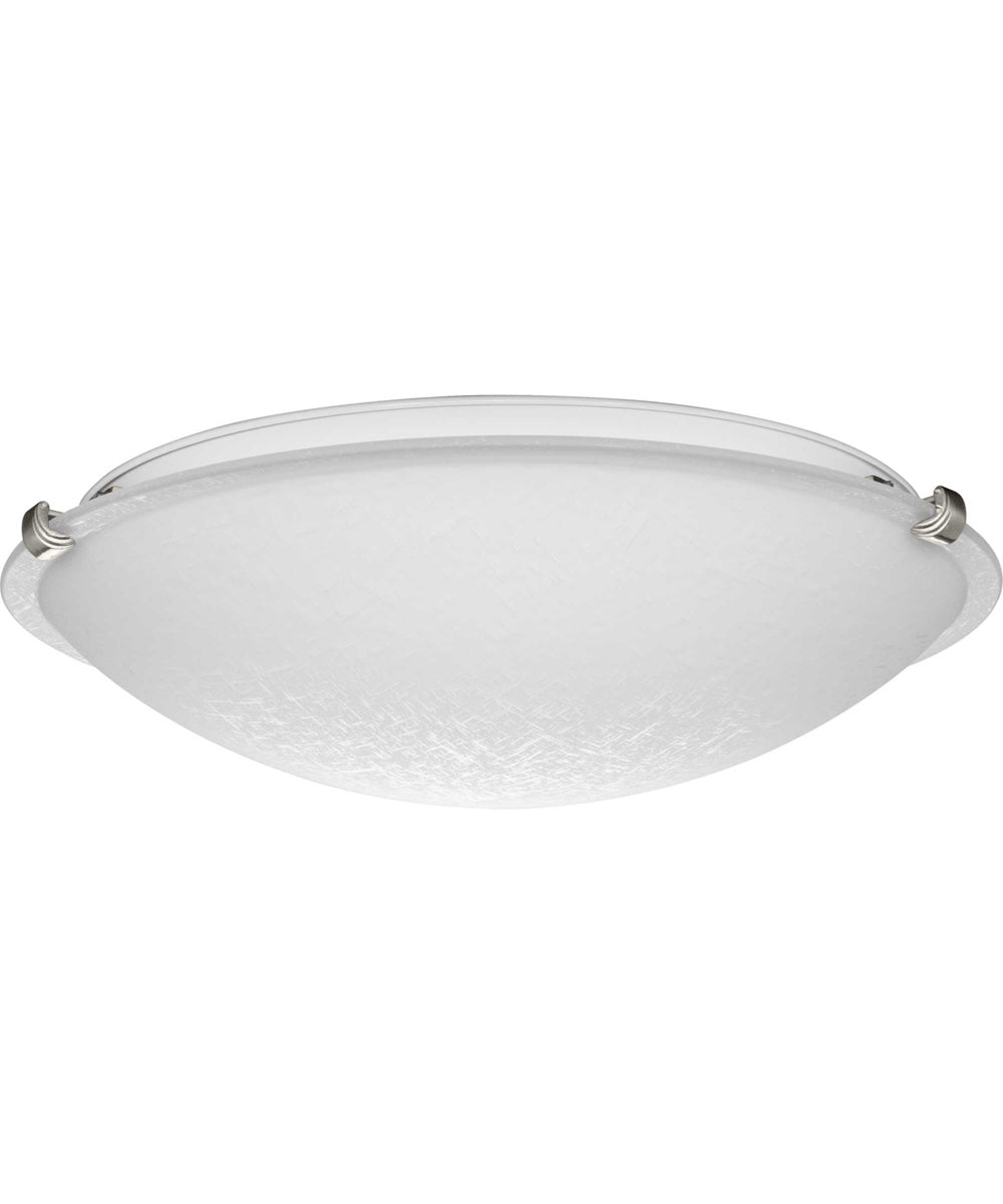 Linen Dome 16-1/4" 3-Light Transitional Etched Linen Glass Flush-Mount Light Brushed Nickel