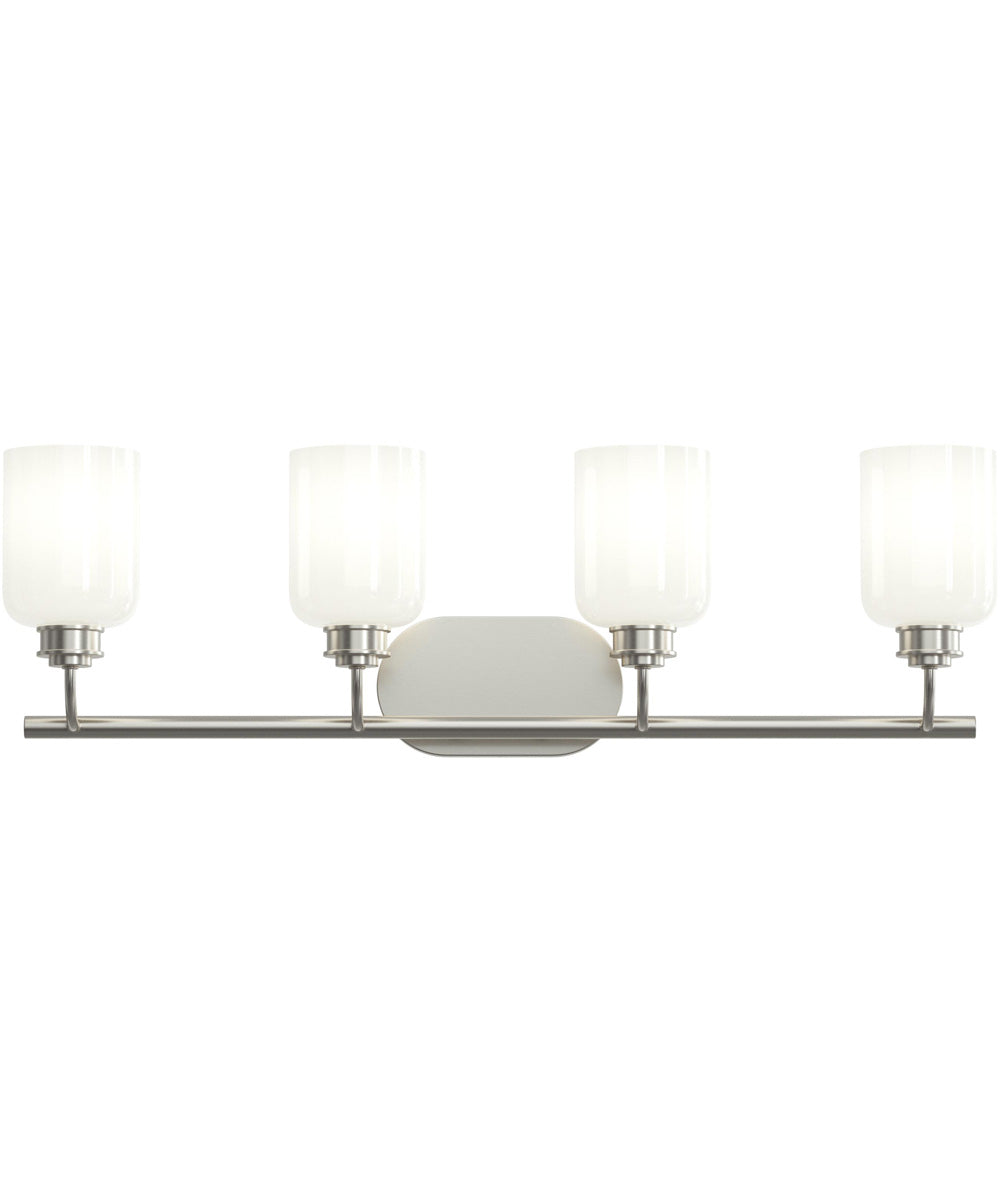Reines 4-Light Bath Vanity with Opal Glass Shades Brushed Nickel