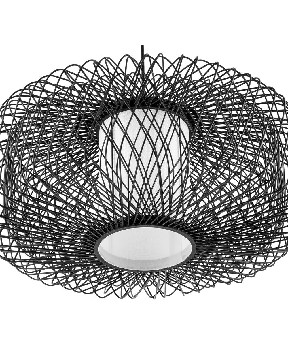 Cordova 1-Light Large Pendant Black Rattan