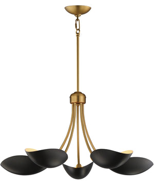 Maris 5-Light Chandelier Black / Natural Aged Brass