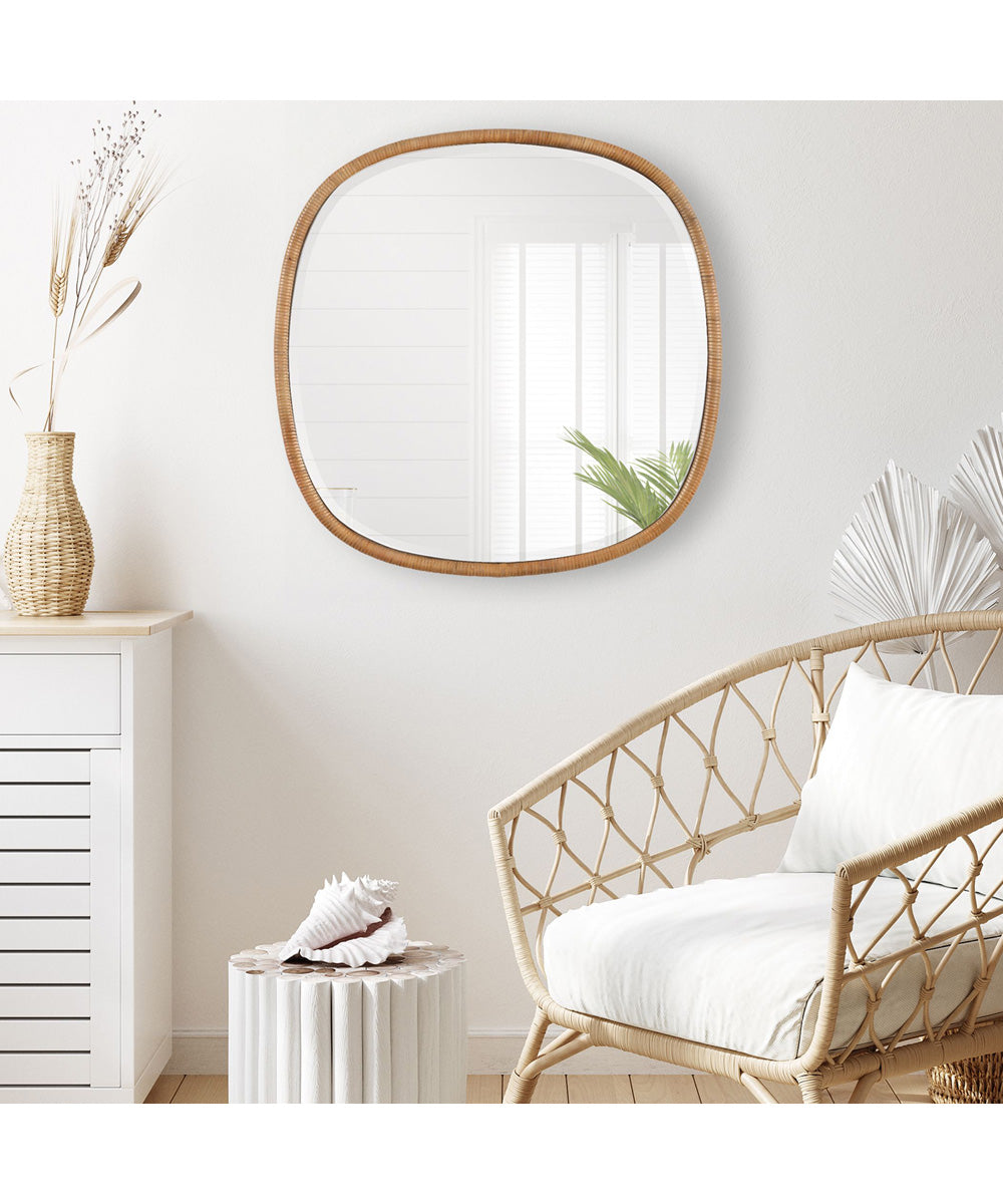 34x34" Wall Mirror in Natural Rattan