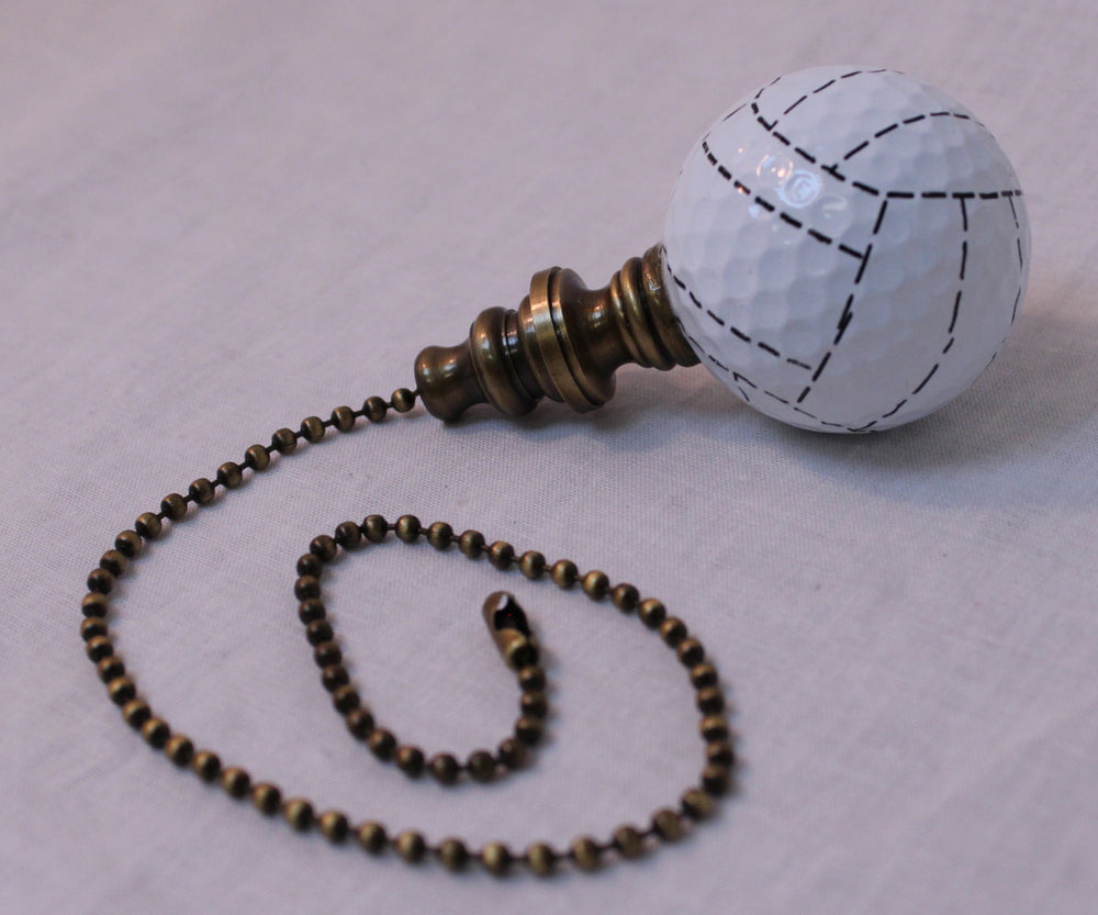 Volleyball Ceiling Fan Pull, 2.25"h with 12" Antiqued Brass Chain