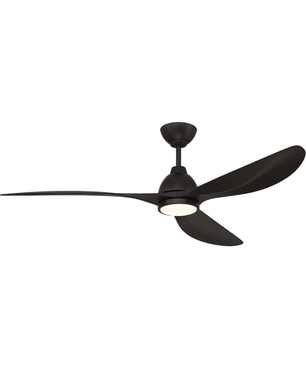 Frazier 56" 3-blade Indoor/ Outdoor Damp Rated Ceiling Fan Fan Flat Black