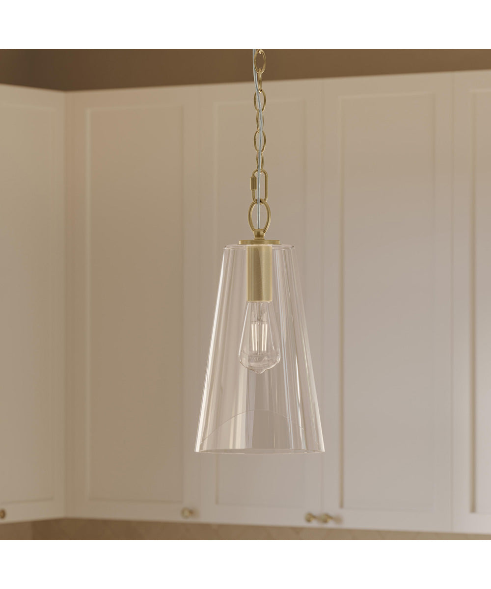 Jheni 1-Light Pendant with Clear Glass Shade Brushed Gold
