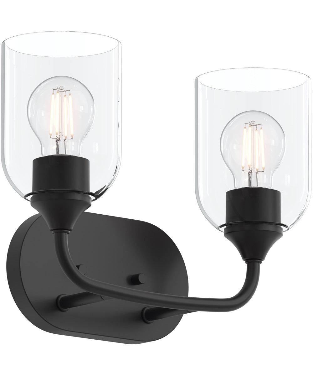 Ilia 2-Light Bath Vanity with Clear Glass Shade Matte Black
