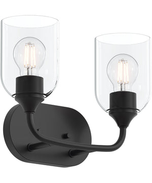 Ilia 2-Light Bath Vanity with Clear Glass Shade Matte Black