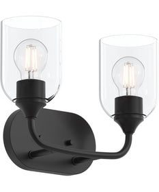 Ilia 2-Light Bath Vanity with Clear Glass Shade Matte Black