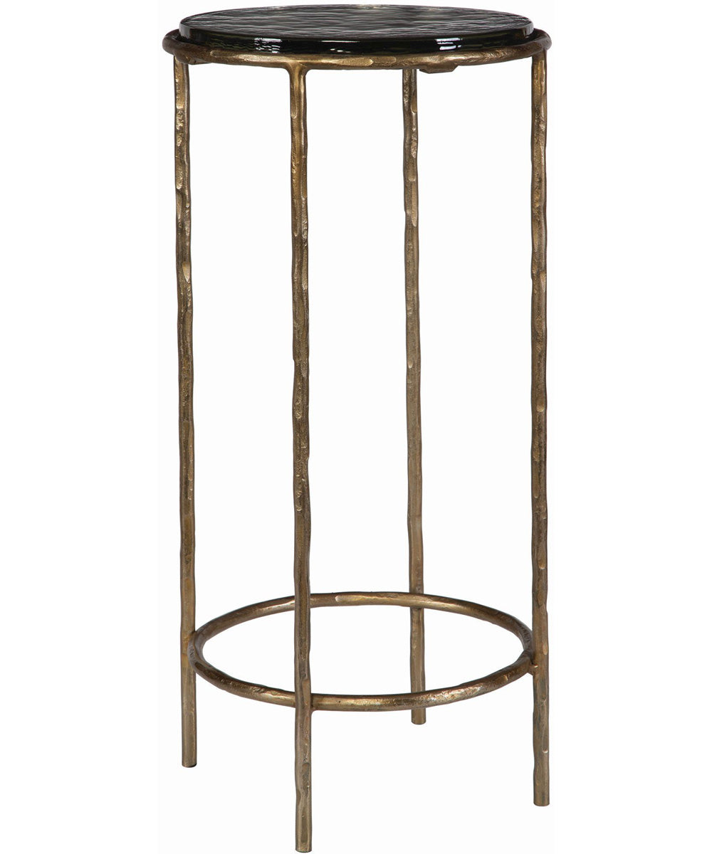 Iron Accent Table Textured with Antique Gold and Glass