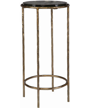 Iron Accent Table Textured with Antique Gold and Glass