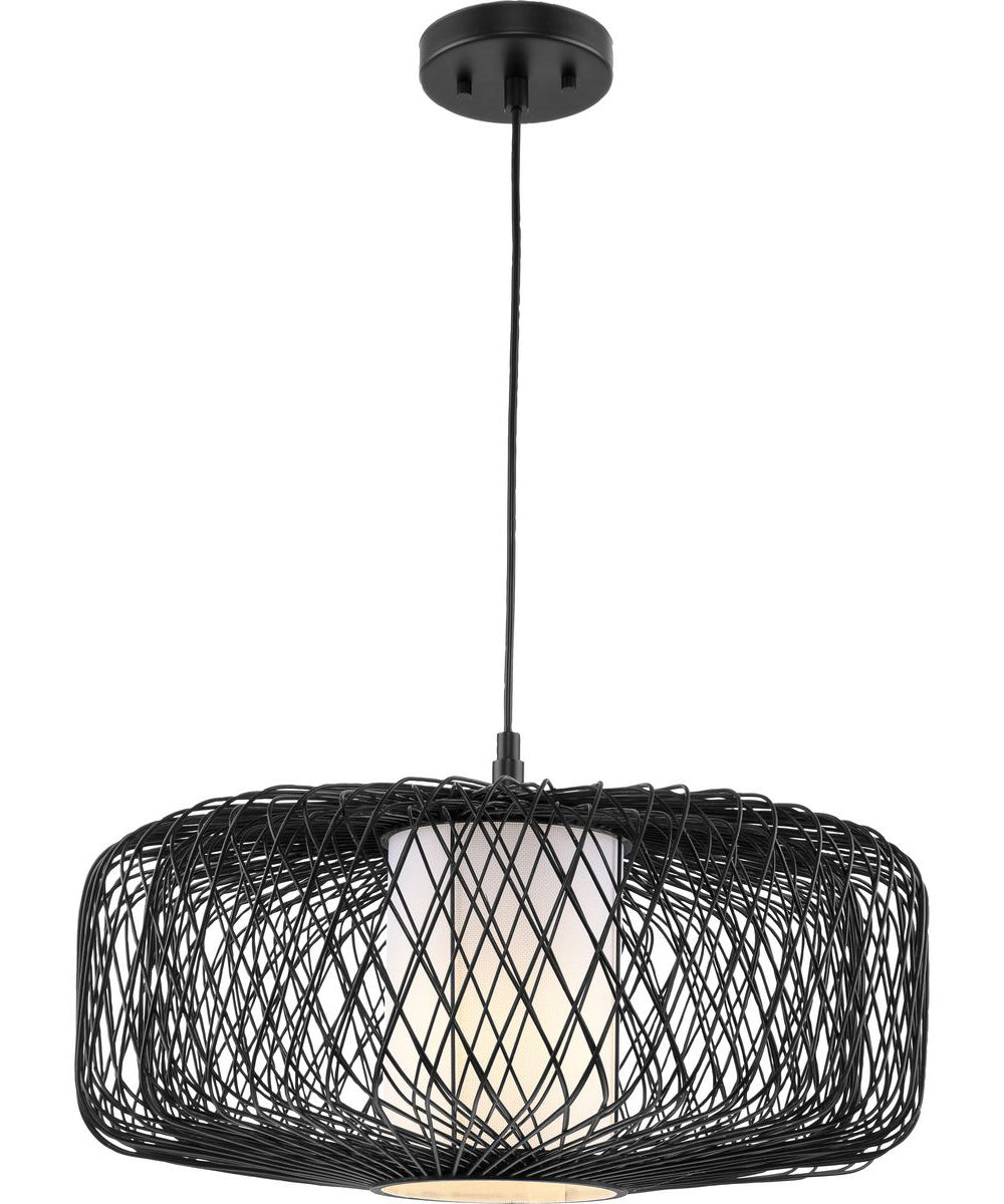 Cordova 1-Light Large Pendant Black Rattan