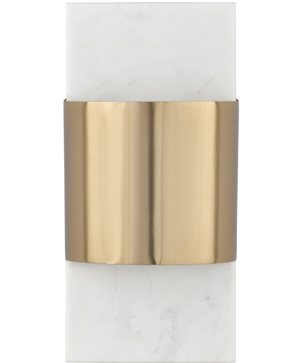 Sidney 1-Light Sconce White Marble and Matte Brass