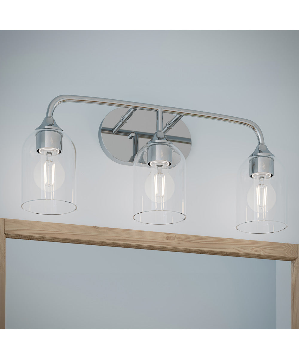 Ilia 3-Light Bath Vanity with Clear Glass Shade Polished Chrome