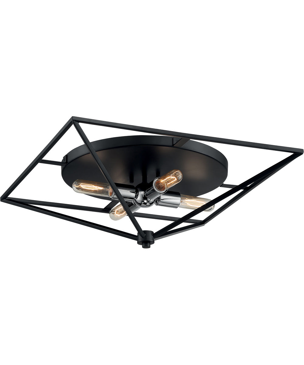 22"W Legend 4-Light Close-to-Ceiling Black / Polished Nickel
