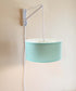 MAST Plug-In Wall Mount Pendant, 2 Light White Cord/Arm with Diffuser, Island Paradise Blue Shade 14x14x07