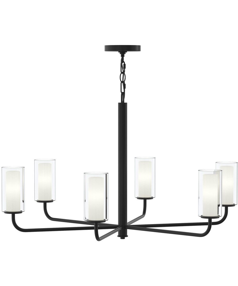 Mack 6-Light Chandelier with Layered Glass Shades Matte Black