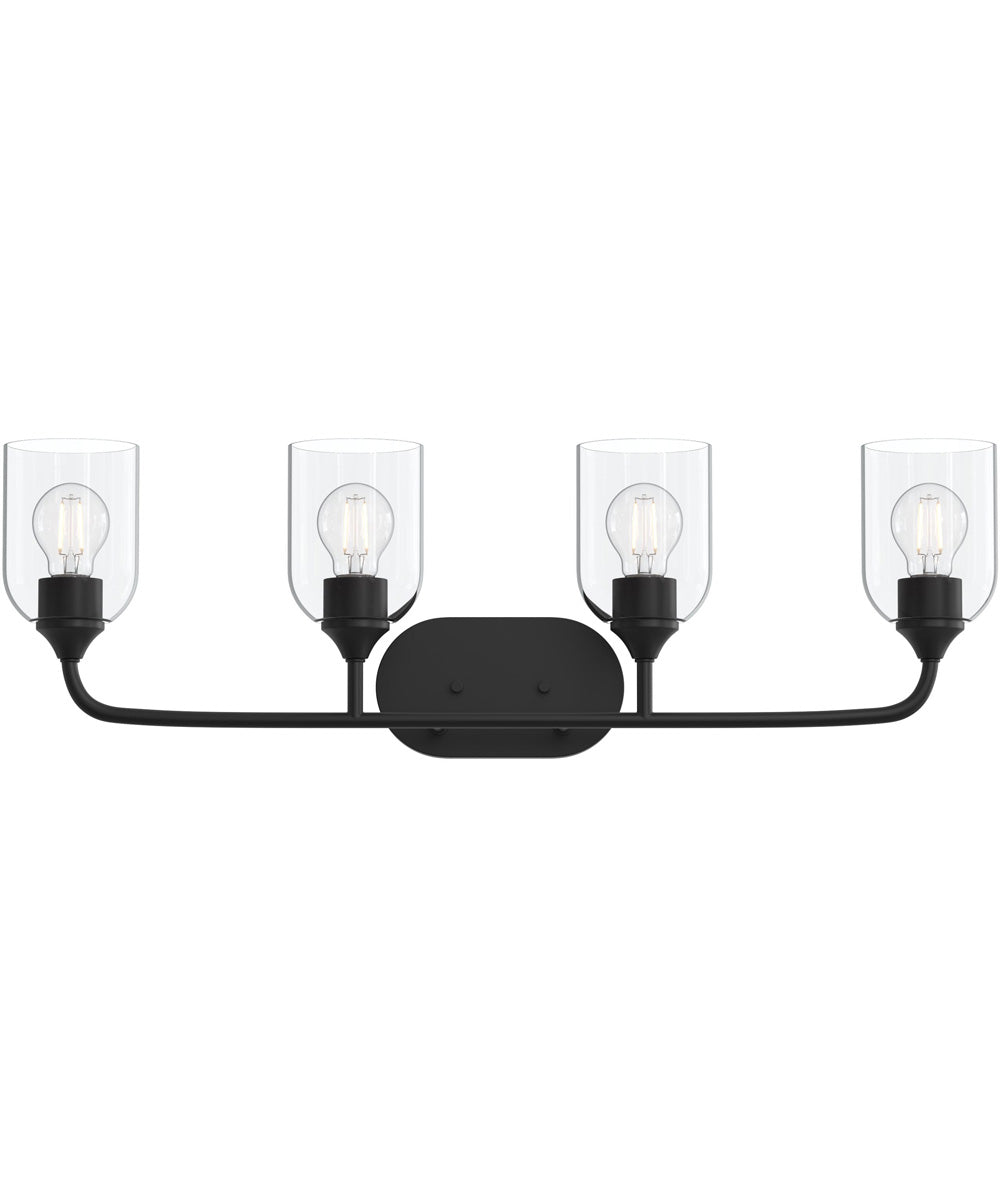 Ilia 4-Light Bath Vanity with Clear Glass Shade Matte Black