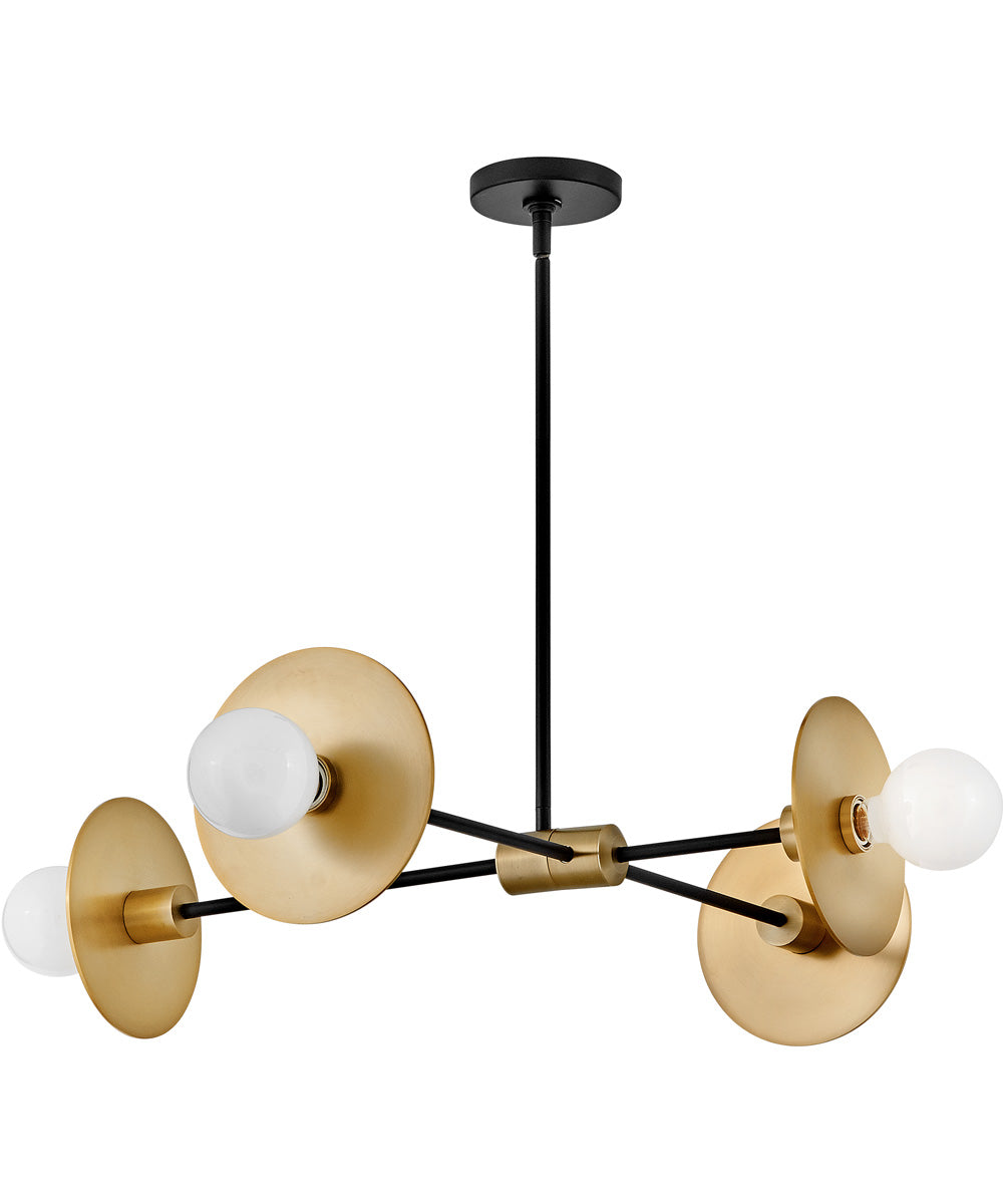 Lulu 4-Light Medium Mobile Single Tier in Lacquered Brass