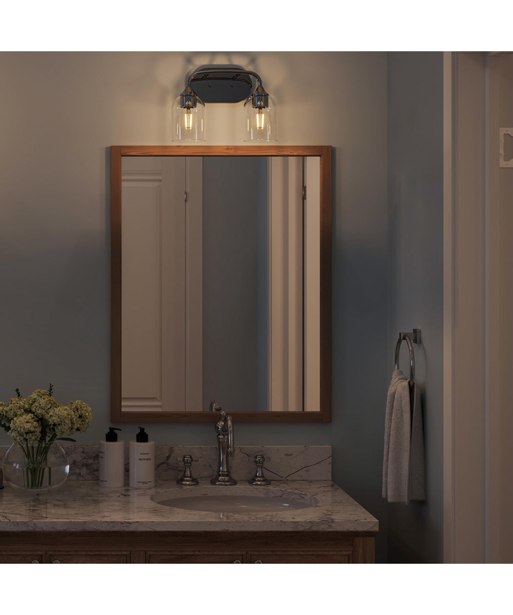 Ilia 2-Light Bath Vanity with Clear Glass Shade Polished Chrome