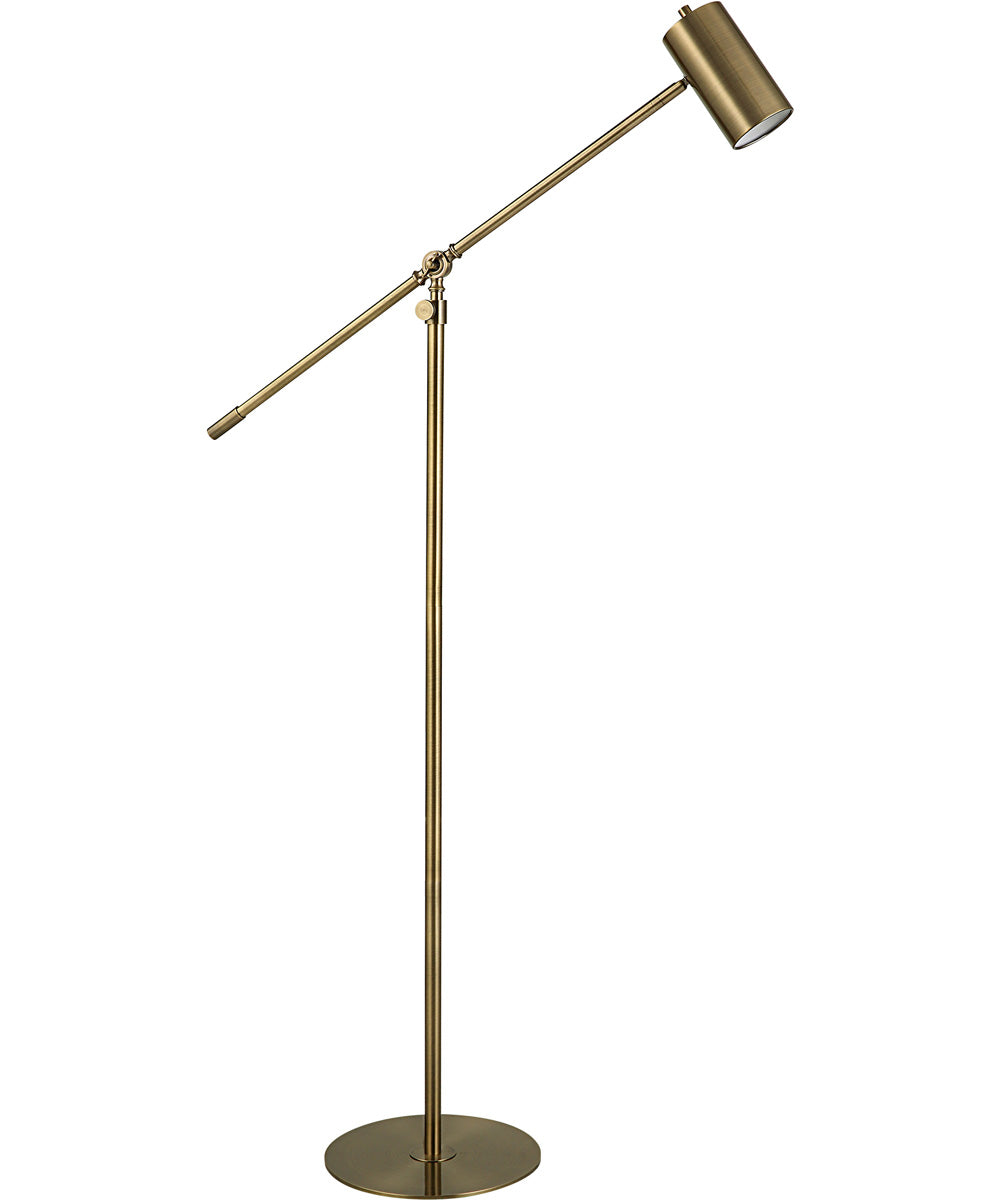 Adjustable Floor Lamp With Pivoting Shade in Antique Brass