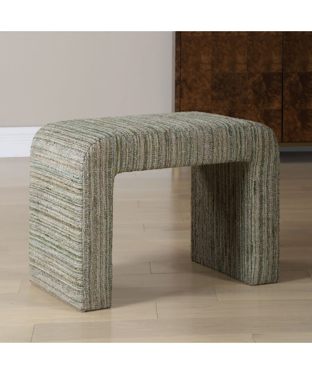 Waterfall Bench with Textured Green Upholstery