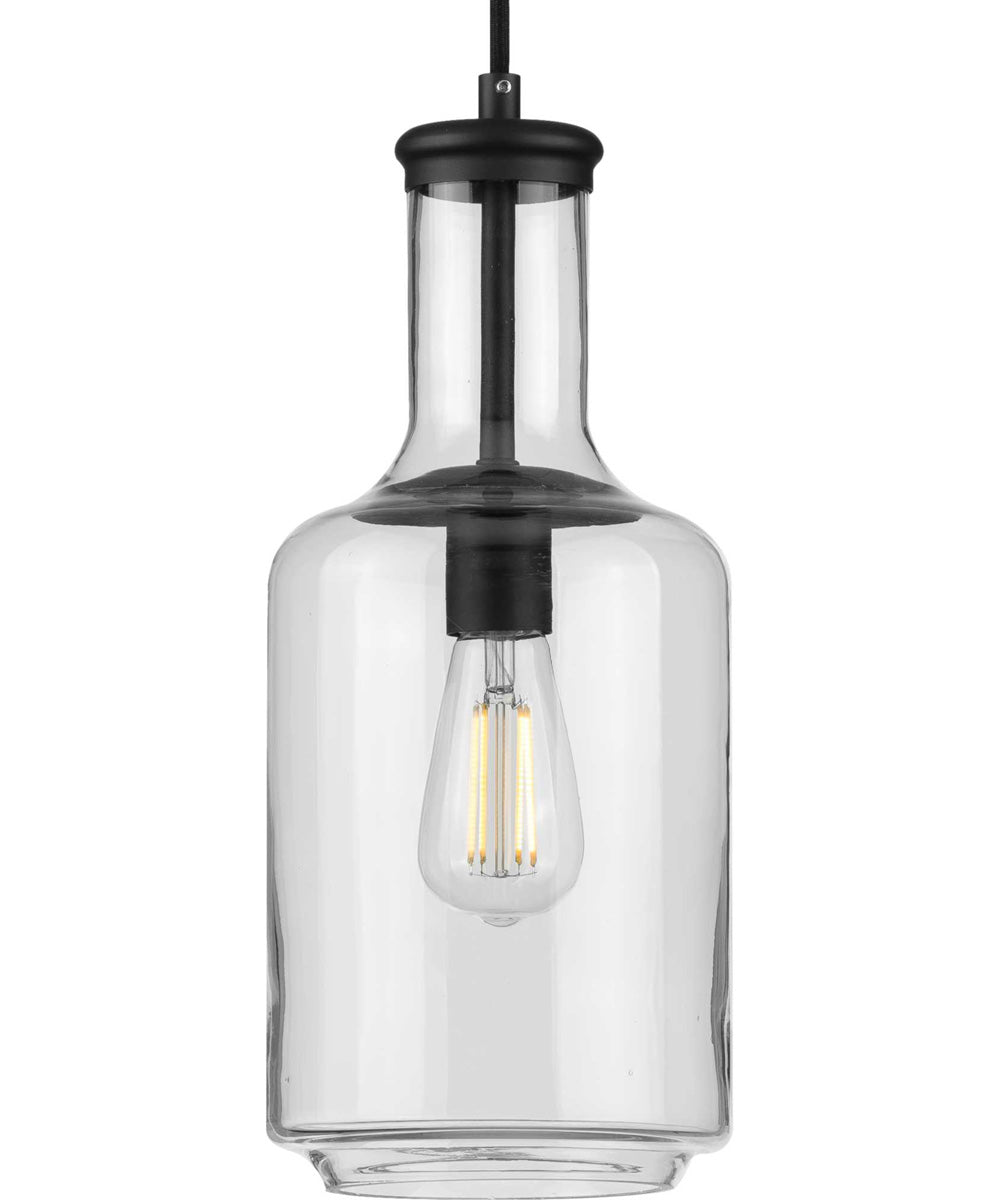 Latrobe 1-Light Clear Glass Coastal Pendant Light Matte Black