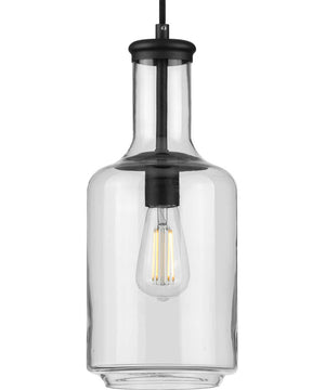 Latrobe 1-Light Clear Glass Coastal Pendant Light Matte Black