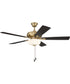 EOS 2 Light Frosted White Bowl 52" Ceiling Fan 2-Light Fan Satin Brass