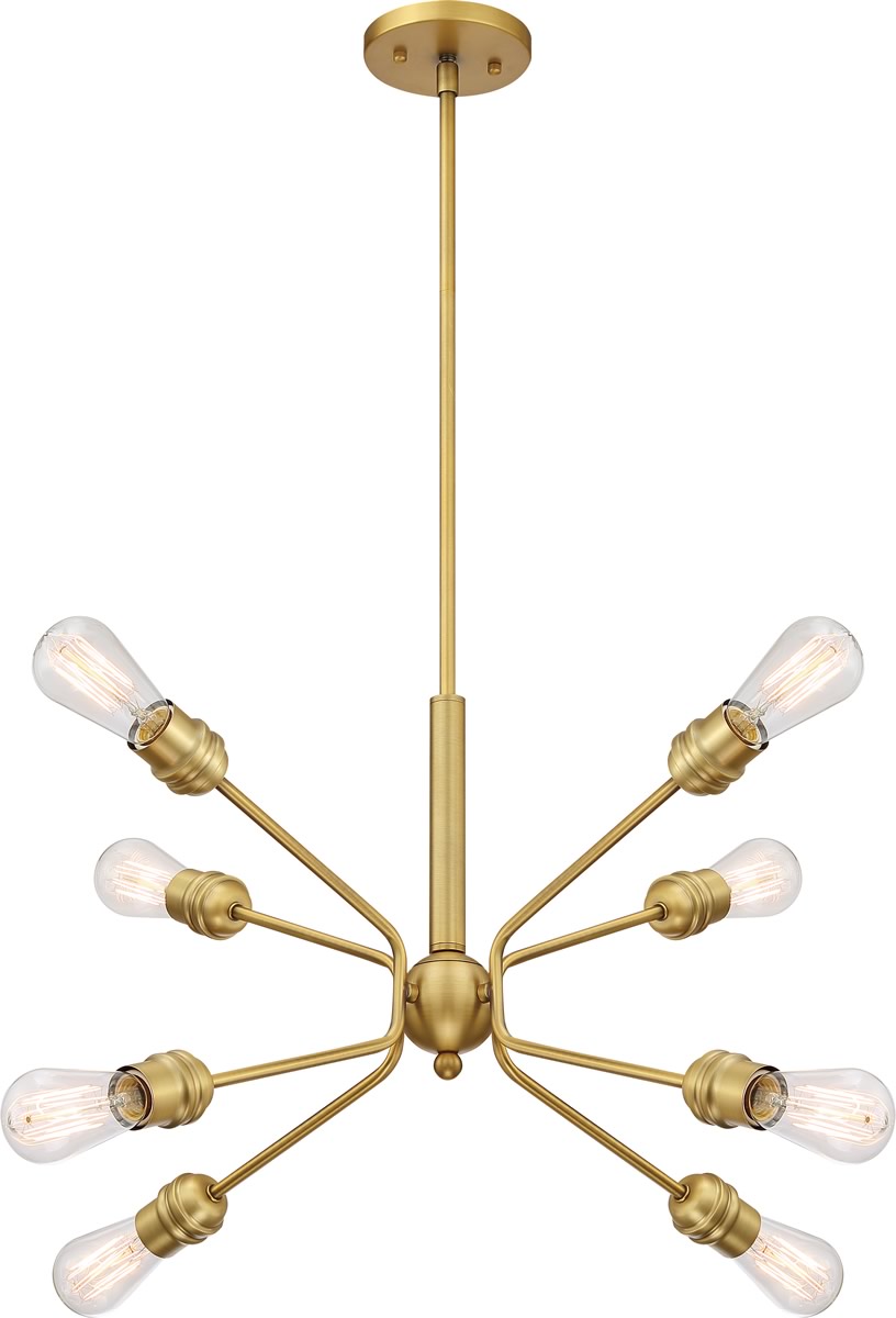 30"W Faraday 8-Light Pendant Brushed Brass