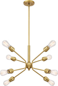 30"W Faraday 8-Light Pendant Brushed Brass