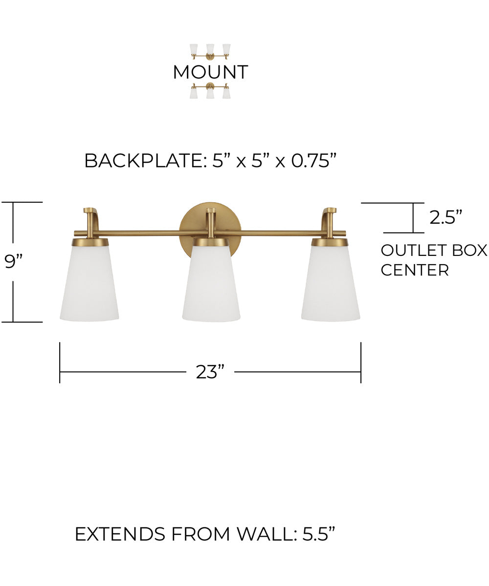 Drake 3-Light Vanity Aged Brass