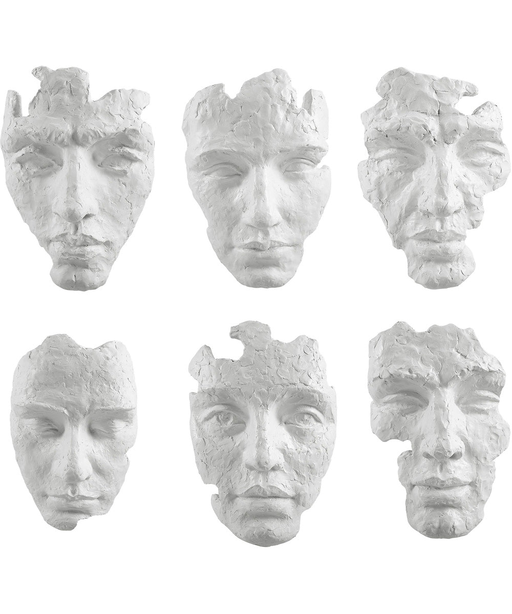 Self-Portrait White Mask Wall Decor, Set of 6