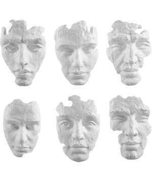 Self-Portrait White Mask Wall Decor, Set of 6