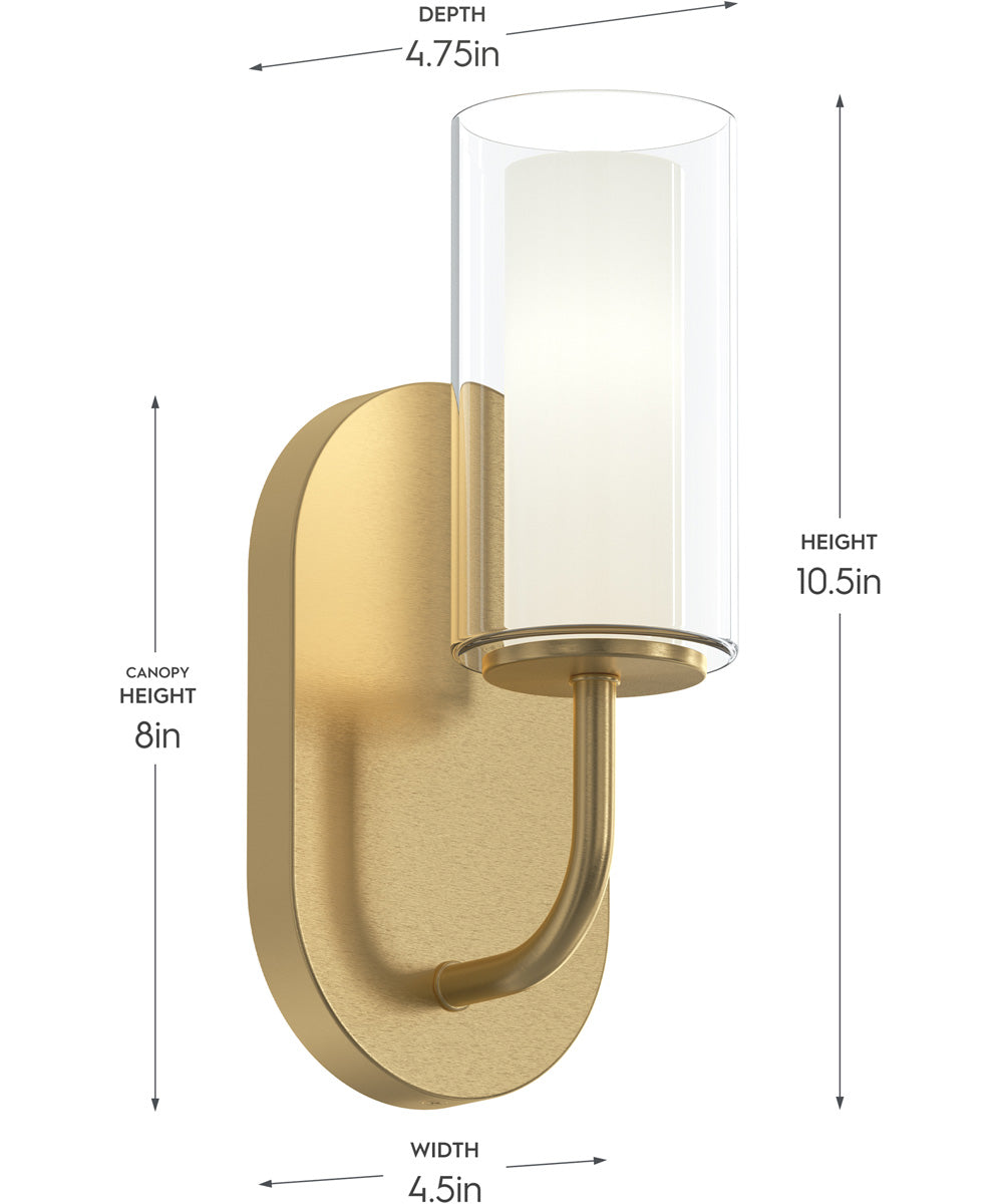 Mack 1-Light Wall Sconce with Layered Glass Shade Brushed Gold