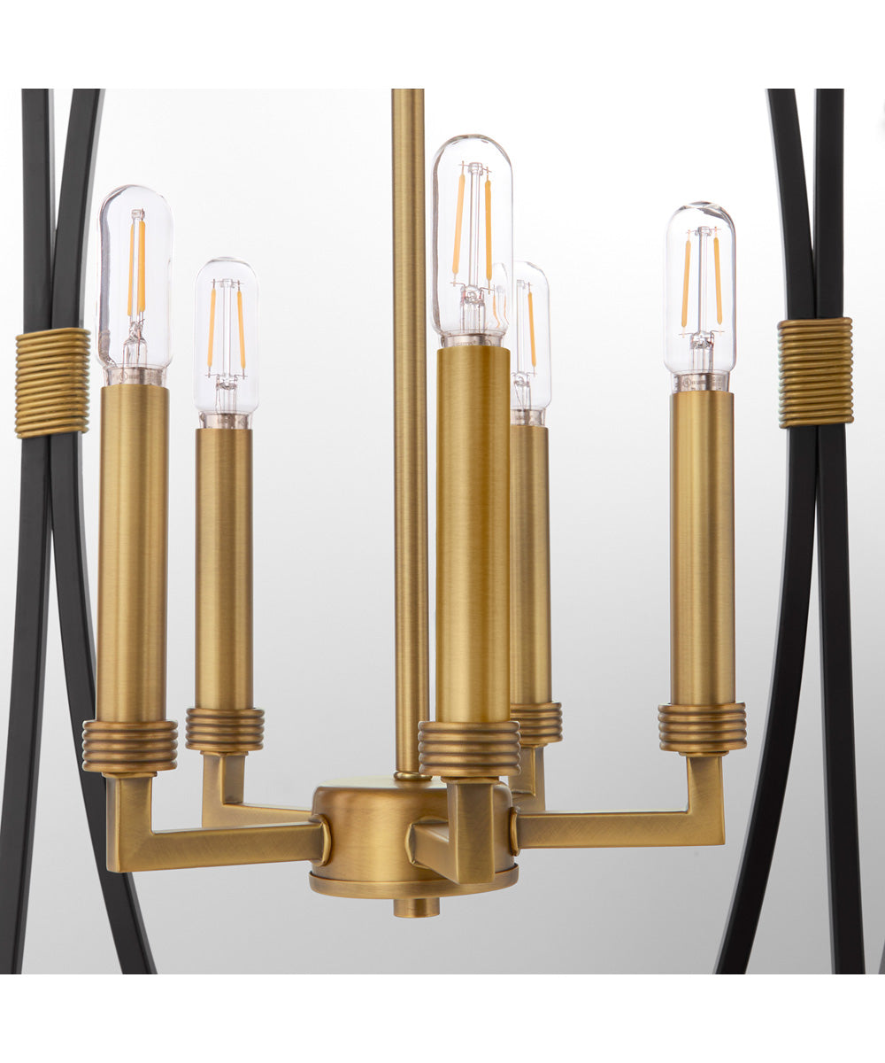 Bishop 5-light Pendant Matte Black|Brushed Brass