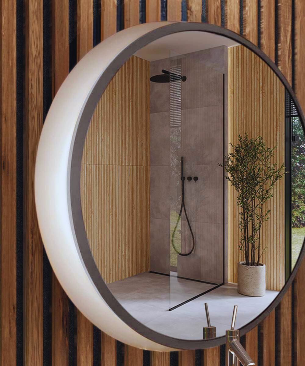 Chennai 30"W Premium Backlit LED Bathroom Vanity Wall Mirror, Satin Nickel Finish  by Kichler