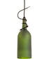 4" Wide Tuscan Vineyard Frosted Green Wine Bottle Mini Pendant