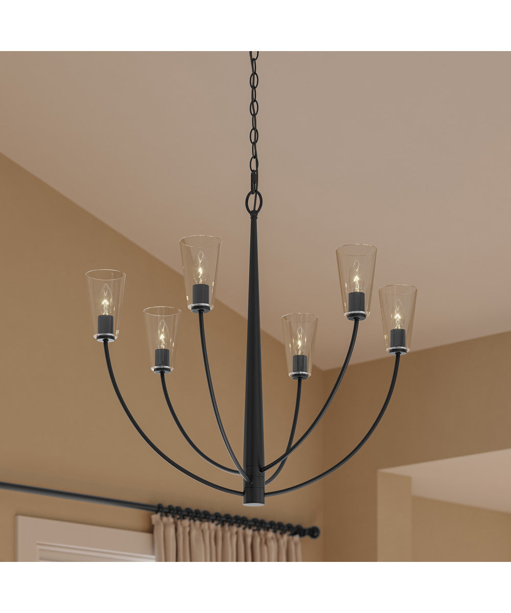 Jheni 6-Light Chandelier with Clear Glass Shades Matte Black