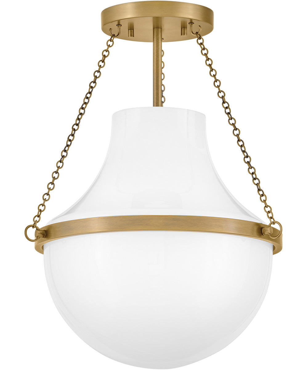 Collins 1-Light Medium Semi-Flush Mount in Heritage Brass