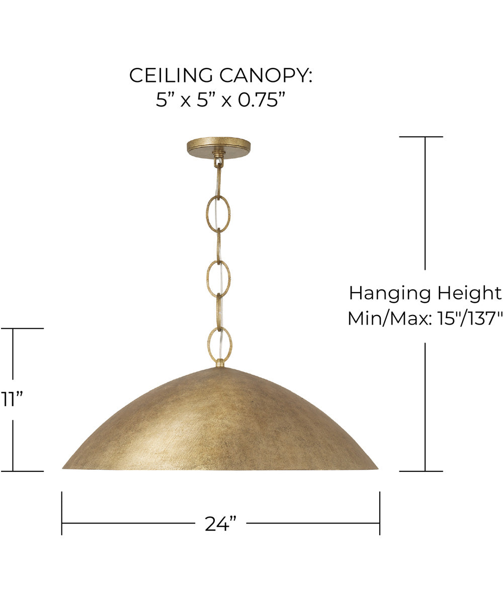 Francesca 1-Light Pendant Feathered Gold