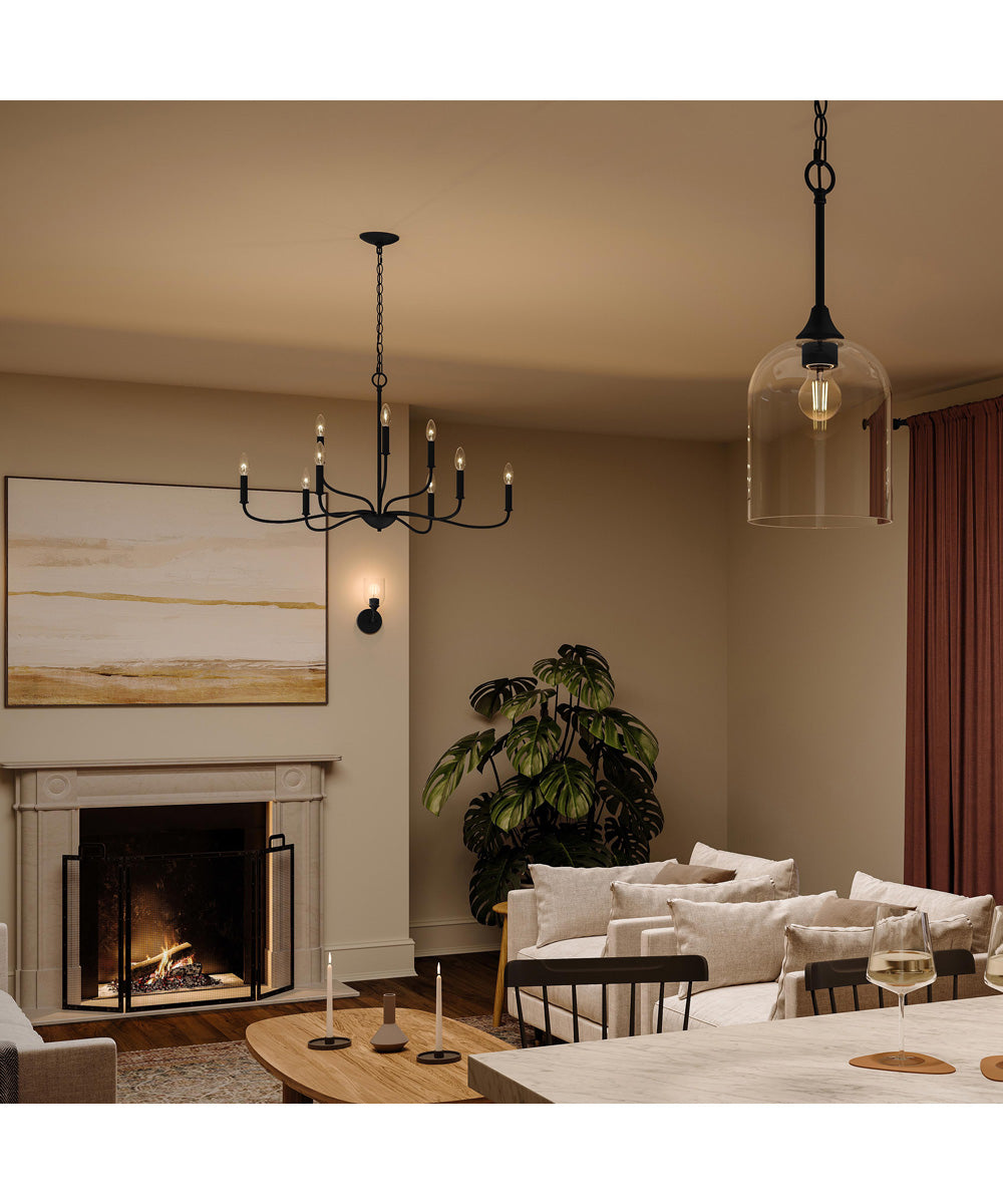 Ilia 1-Light Pendant with Clear Glass Shade Matte Black