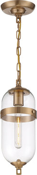 6"W Fathom 1-Light Pendant Vintage Brass / Clear