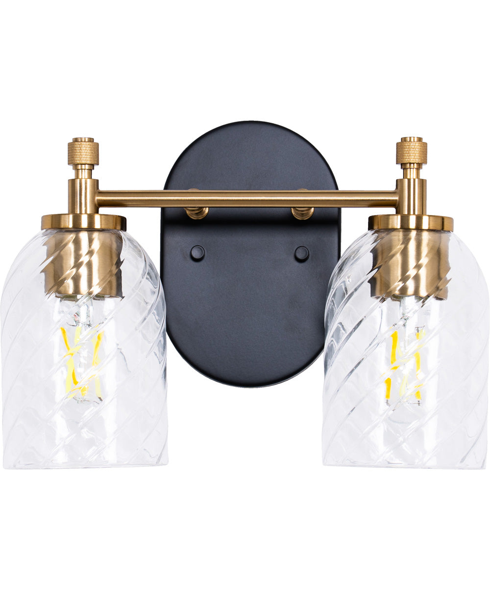 Council 2-Light Lighting Flat Black/Satin Brass