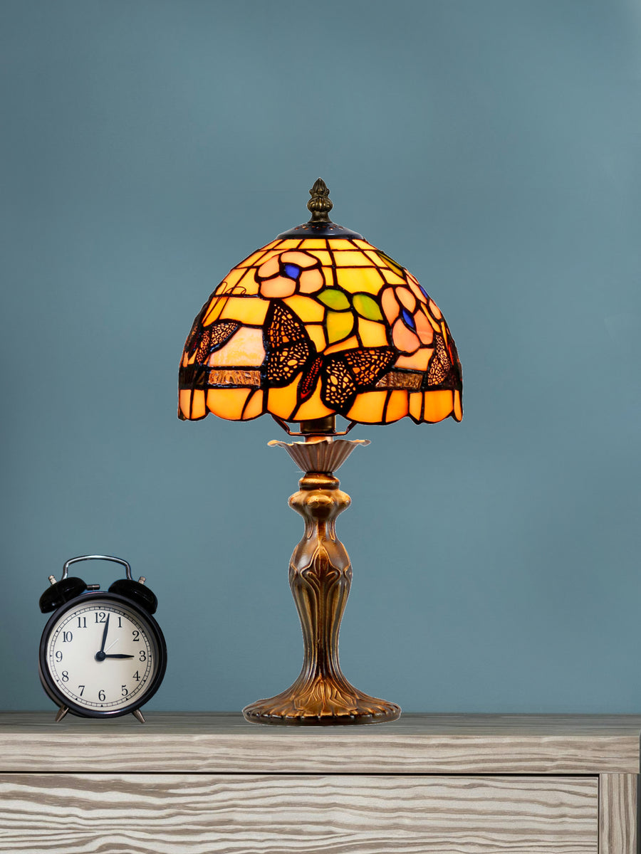 Ferndell Butterfly 14.25 Inch  Tall Handmade Tiffany Accent Lamp