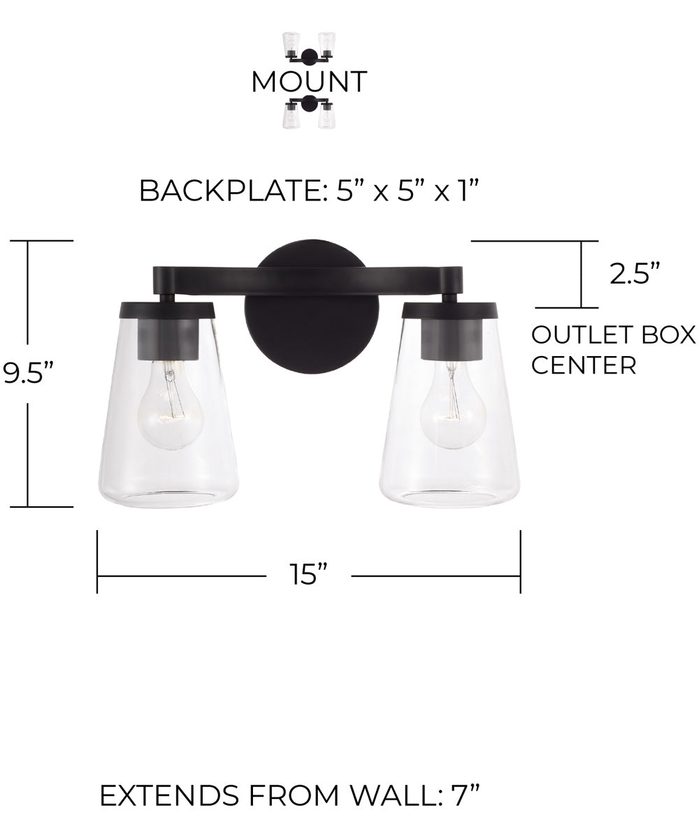 Aaron 2-Light Vanity Matte Black