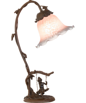 16" High Fluted Bell Cherub on Swing Mini Lamp