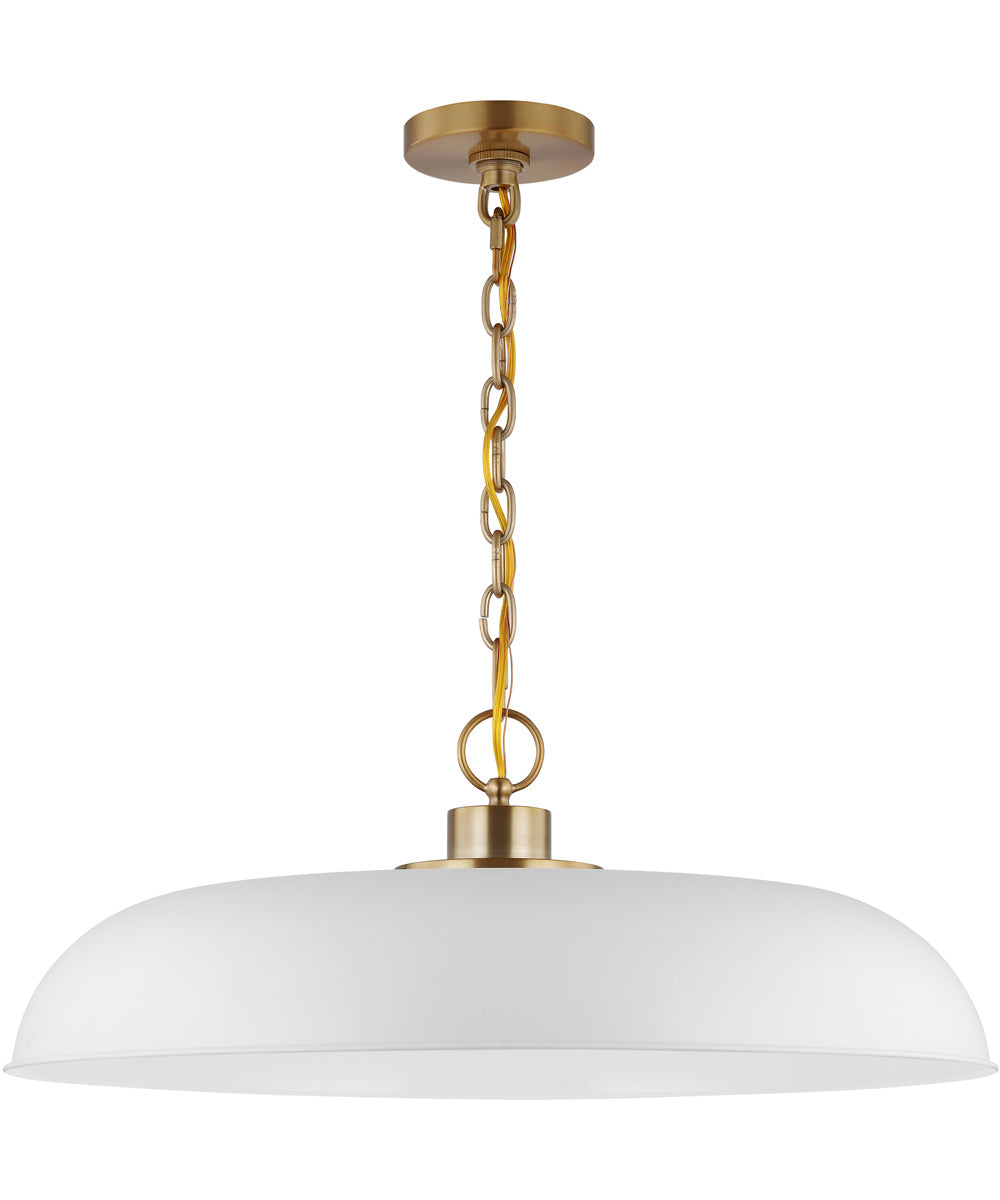 Colony 1-Light Pendant Matte White / Burnished Brass