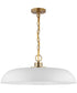 Colony 1-Light Pendant Matte White / Burnished Brass