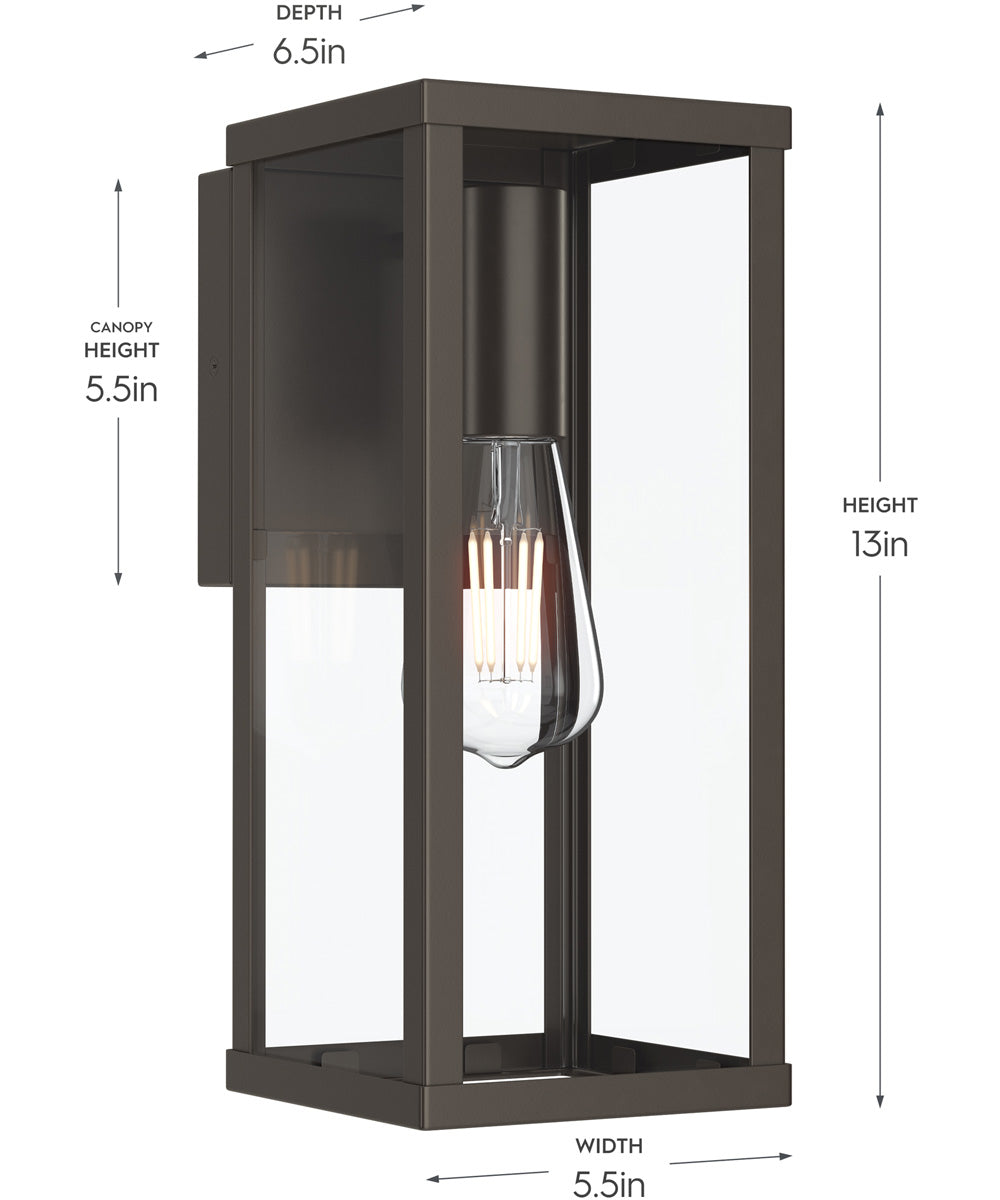 Ryle 1-Light Medium Wall Lantern with Clear Glass Panels Antique Bronze