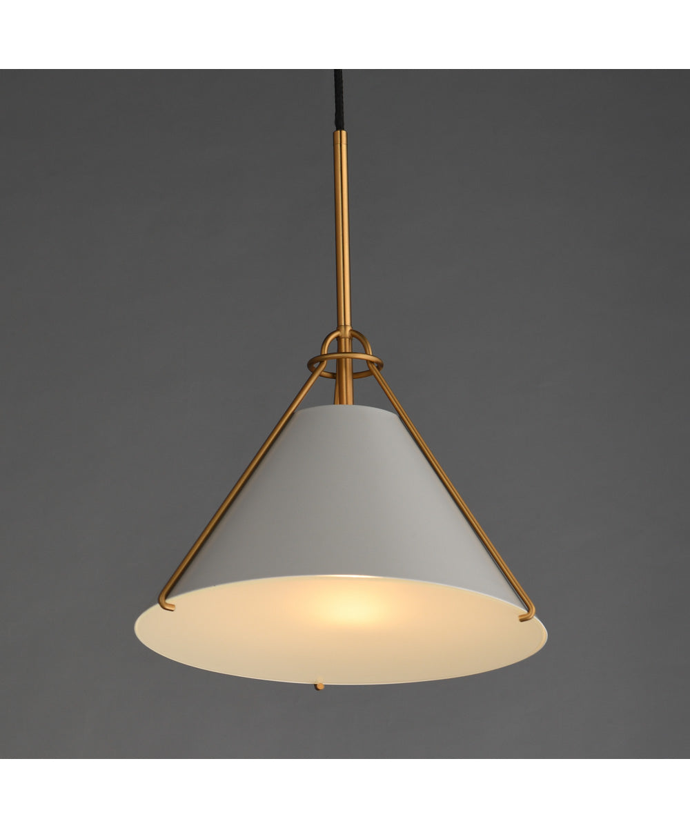 Lucas Single Pendant Light French Gray / Natural Aged Brass