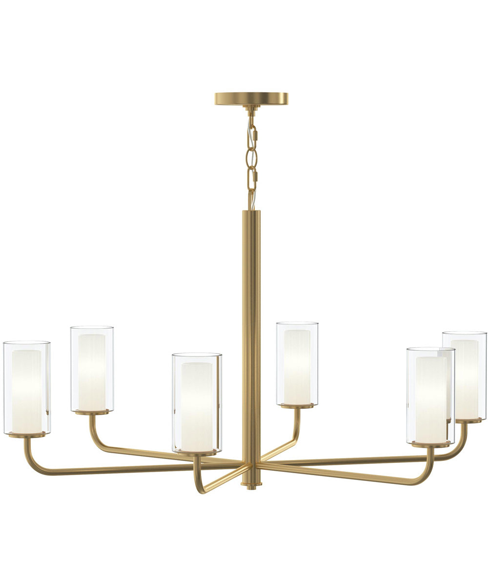Mack 6-Light Chandelier with Layered Glass Shades Brushed Gold